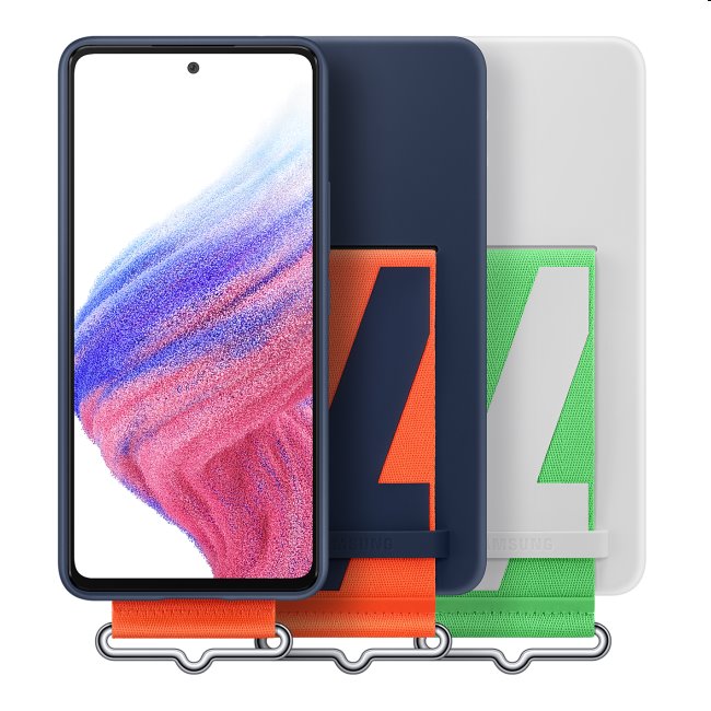 Tok Silicone Cover szíjjal for Samsung Galaxy A53 5G, navy