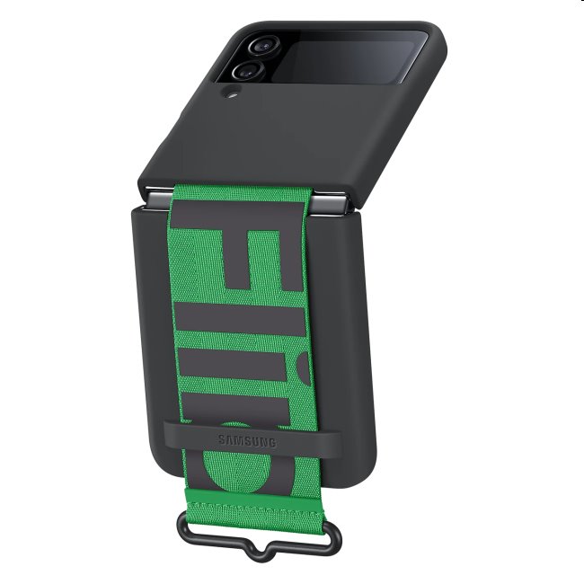 Silicone Cover tok hurokkal Samsung Galaxy Z Flip4 számára, Fekete Silicone Cover tok hurokkal Samsung Galaxy Z Flip4 számára, Fekete