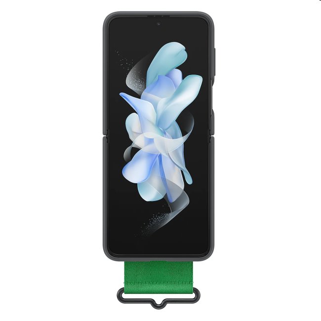 Silicone Cover tok hurokkal Samsung Galaxy Z Flip4 számára, Fekete Silicone Cover tok hurokkal Samsung Galaxy Z Flip4 számára, Fekete