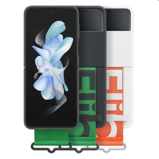 Silicone Cover tok hurokkal Samsung Galaxy Z Flip4 számára, Fekete Silicone Cover tok hurokkal Samsung Galaxy Z Flip4 számára, Fekete