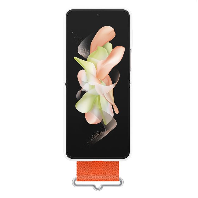 Silicone Cover tok hurokkal Samsung Galaxy Z Flip4 számára, fehér Silicone Cover tok hurokkal Samsung Galaxy Z Flip4 számára, fehér