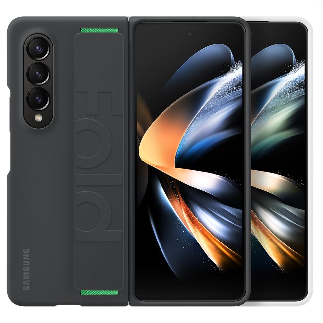 Silicone Cover tok hurokkal Samsung Galaxy Z Fold4 számára, Fekete Silicone Cover tok hurokkal Samsung Galaxy Z Fold4 számára, Fekete