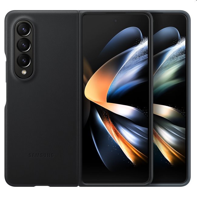 Standing Leather Cover tok Samsung Galaxy Z Fold4 számára, Fekete Standing Leather Cover tok Samsung Galaxy Z Fold4 számára, Fekete