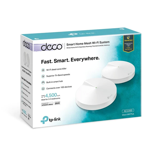 TP-Link AC2200 háromsávos intelligens otthoni hálózati WiFi rendszer Deco M9 Plus (2-csomagolás)