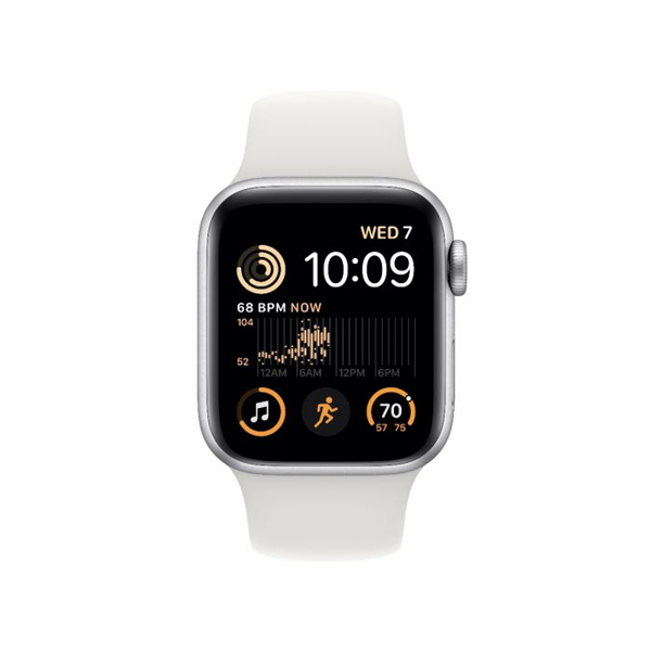 Apple Watch SE GPS 44mm ezüst Aluminium Tok fehér Sportszíjjal