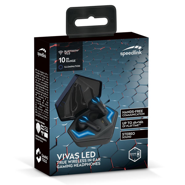 Speedlink VIVAS LED Játékos True Vezeték nélküli In-Ear fülhallgató, Fekete Speedlink VIVAS LED Játékos True Vezeték nélküli In-Ear fülhallgató, Fekete