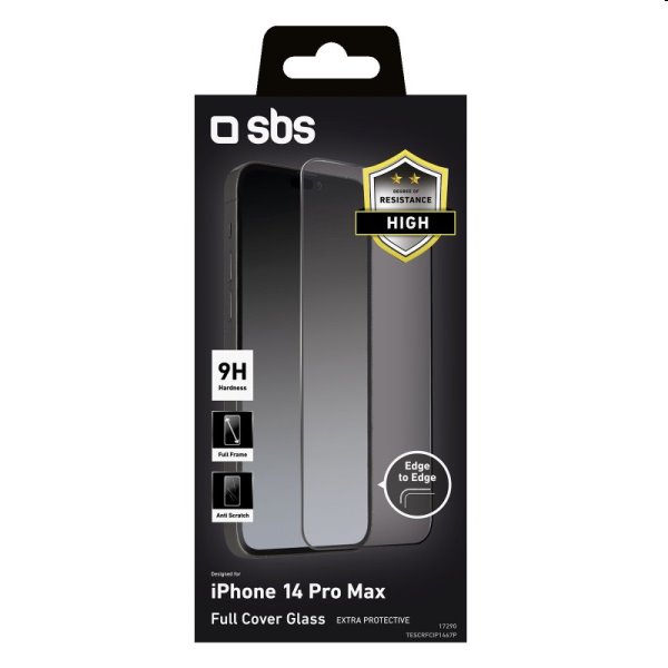 Edzett üveg SBS Full Glass for Apple iPhone 14 Pro Max, fekete Edzett üveg SBS Full Glass for Apple iPhone 14 Pro Max, fekete