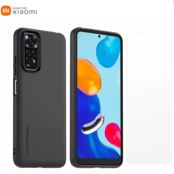 Made for Xiaomi TPU Tok + védőüveg for Xiaomi Redmi Note 11/11s, fekete