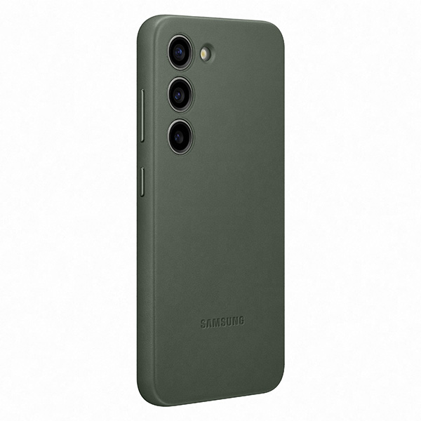 Leather Cover tok Samsung S23 számára, zöld Leather Cover tok Samsung S23 számára, zöld