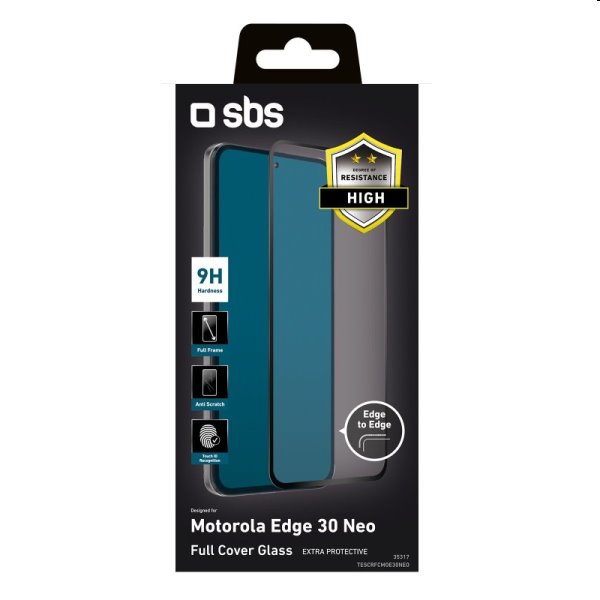 edzett üveg SBS Full Cover for Motorola Edge 30 Neo, fekete