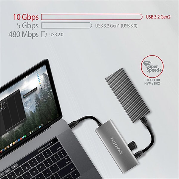 AXAGON HMC-5G2 2x USB-A + 2x USB-C + HDMI, USB-C 3.2 Gen 2 10 Gbps hub, PD 60 W, 13 cm USB-C kábel