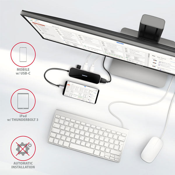 AXAGON HMC-6H4A, USB 3.2 Gen 1 hub, port 4x USB-A, HDMI 4k/30Hz, PD 100W, kábel USB-C 20cm