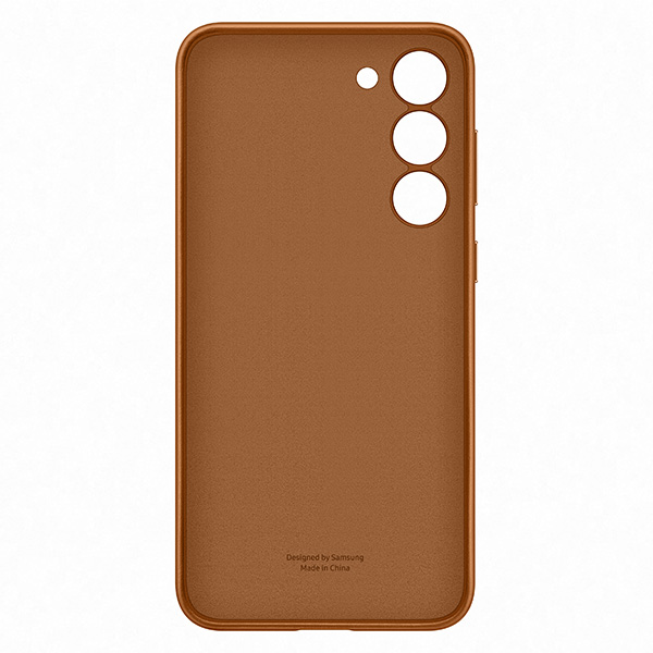 Leather Cover tok Samsung S23 Plus számára, camel szín