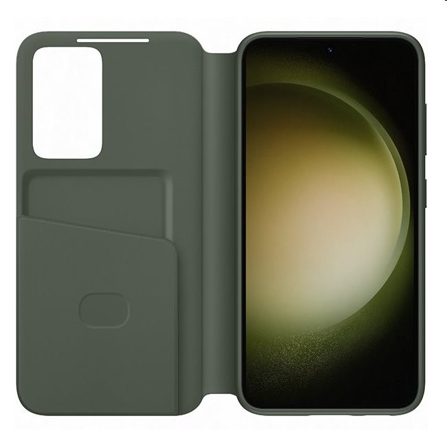 Okos View Wallet tok Samsung Galaxy S23 számára, zöld Okos View Wallet tok Samsung Galaxy S23 számára, zöld