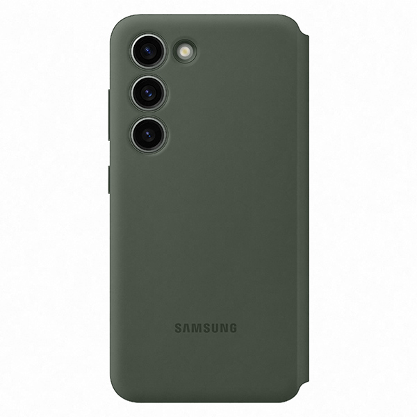 Okos View Wallet tok Samsung Galaxy S23 számára, zöld Okos View Wallet tok Samsung Galaxy S23 számára, zöld