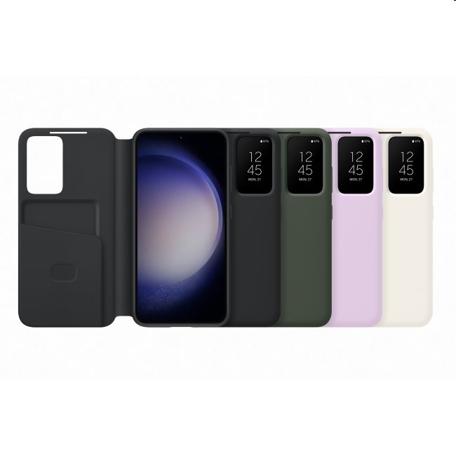 Okos View Wallet tok Samsung Galaxy S23 számára, zöld Okos View Wallet tok Samsung Galaxy S23 számára, zöld