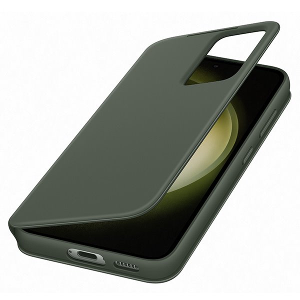 Okos View Wallet tok Samsung Galaxy S23 számára, zöld Okos View Wallet tok Samsung Galaxy S23 számára, zöld