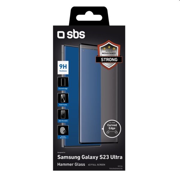 SBS edzett üveg 4D Full Glass for Samsung Galaxy S23 Ultra, fekete