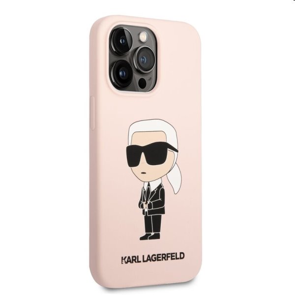 Hátlapi tok Karl Lagerfeld Liquid Silicone Ikonik NFT for Apple iPhone 13 Pro, rózsaszín