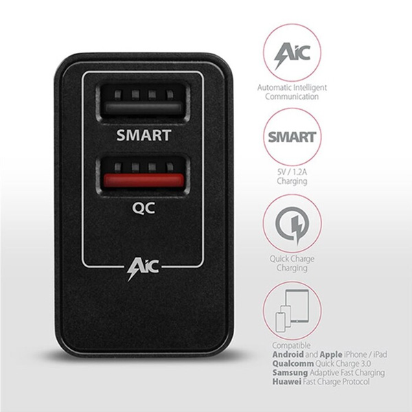 AXAGON ACU-QS24 hálózati adapter Smart 5 V 1,2 A + 1x QC3.0, 24 W, fekete