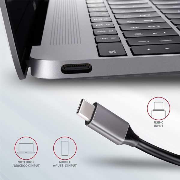 AXAGON HMC-5 2x USB-A, HDMI, SD/microSD, USB 3.2 Gen 1 hub, PD 100W, 20cm USB-C kábel