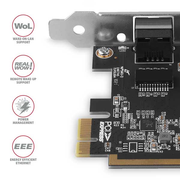 AXAGON PCEE-GRF PCI-Express Gigabit Ethernet Realtek 8111F + LP