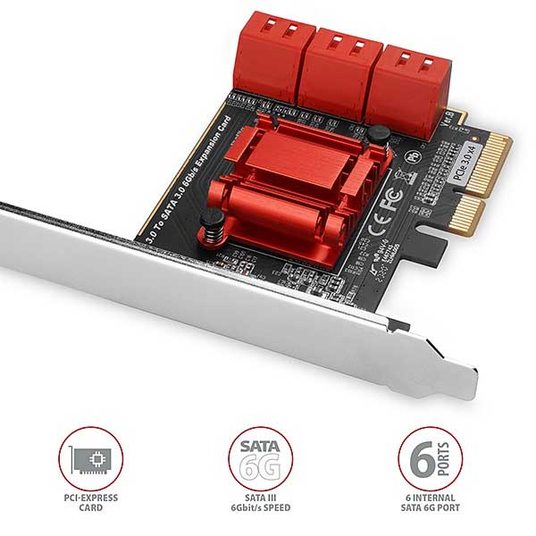 AXAGON PCES-SA6 PCIe adapter, 6x internal SATA 6G port + LP