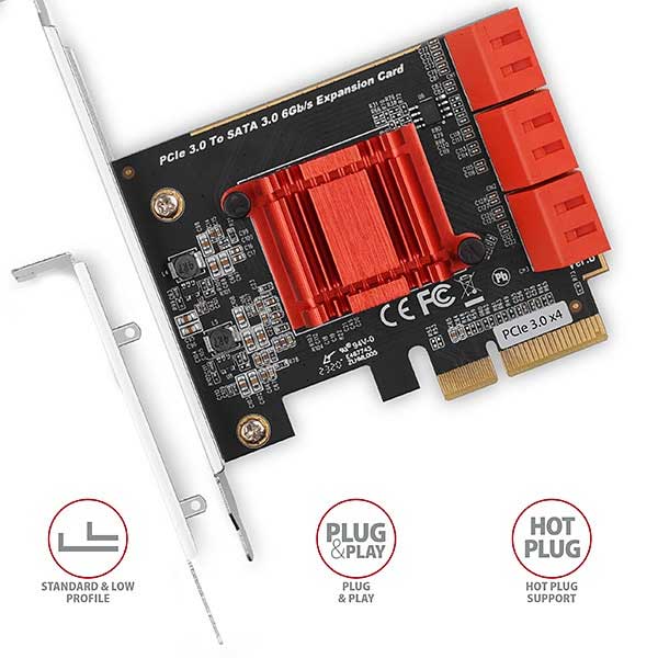 AXAGON PCES-SA6 PCIe adapter, 6x internal SATA 6G port + LP