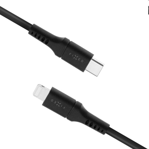 FIXED Adat- és töltőkábel USB-C/Lightning MFI, PD, 0,5 m, fekete