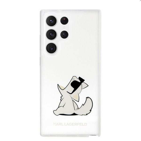 Karl Lagerfeld PC/TPU Choupette Eat tok Samsung Galaxy S23 Ultra számára, átlátszó