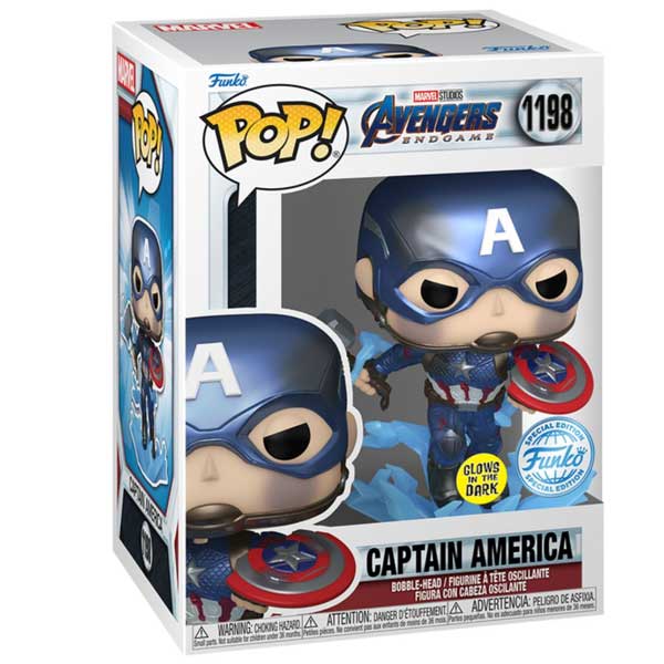 POP! Avengers Endgame: Captain America (Marvel) Metallic Special Kiadás (Világít a sötétben) figura