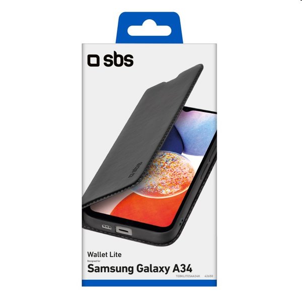 SBS Book Wallet Lite tok Samsung Galaxy A34 5G számára, fekete