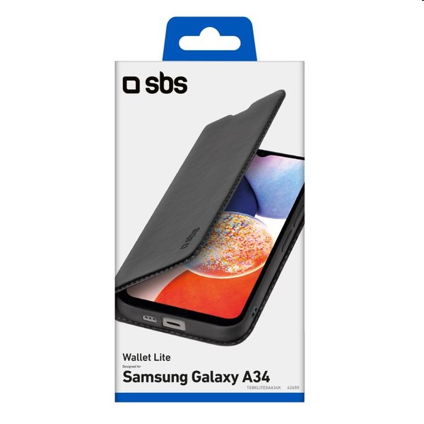 SBS Book Wallet Lite tok Samsung Galaxy A34 5G számára, fekete SBS Book Wallet Lite tok Samsung Galaxy A34 5G számára, fekete