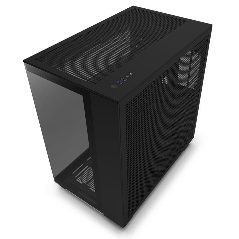 NZXT case H9 Flow/ 4x120mm fan / up to 10xfan / mesh top / glass / black
