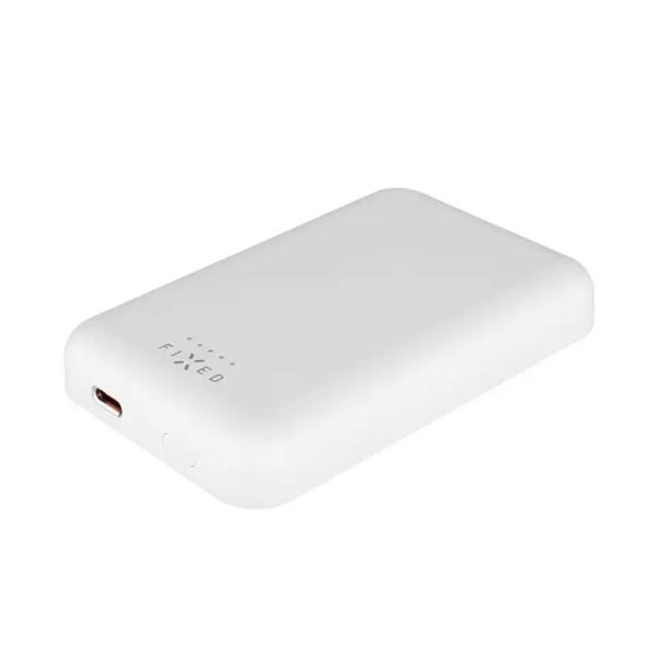 FIXED MagZen Powerbank vezeték nélküli töltéssel és Magsafe támogatással, 6 000 mAh, fehér