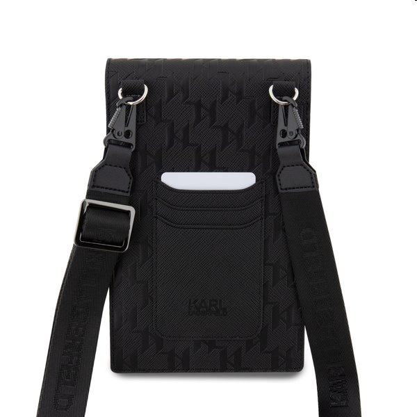 Karl Lagerfeld Saffiano Monogram Wallet Phone Bag Ikonik NFT, fekete