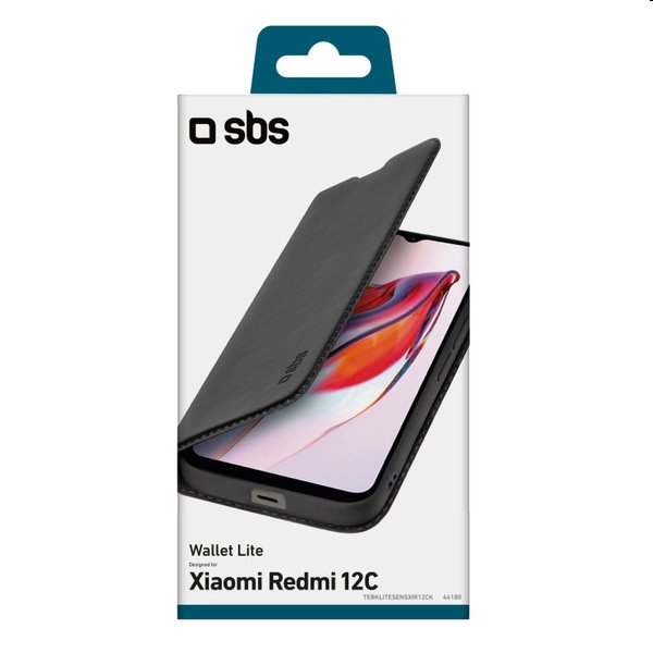 SBS Book Wallet Lite tok Xiaomi Redmi 12C számára, fekete