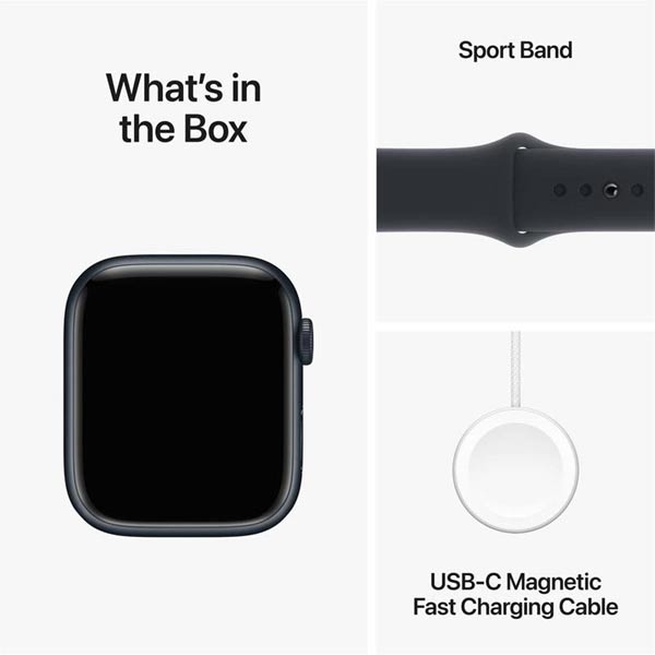 Apple Watch Series 9 GPS 41mm Midnight Aluminium Case Midnight Sport szíjjal - M/L