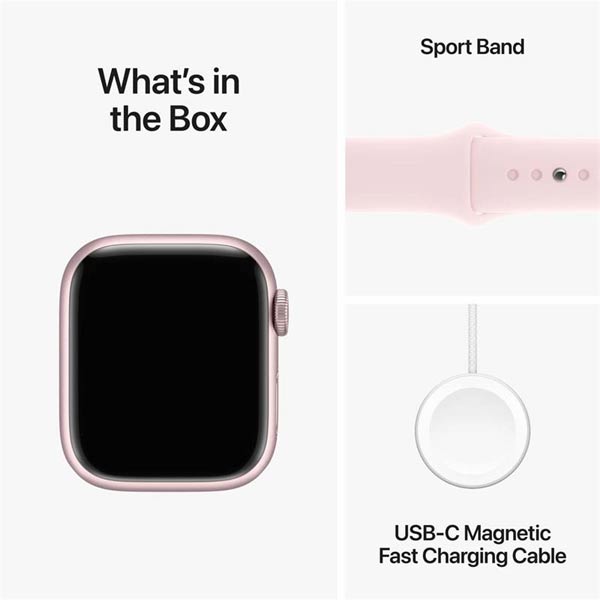 Apple Watch Series 9 GPS 41mm rózsaszín Aluminium Case Light rózsaszín Sport szíjjal - M/L