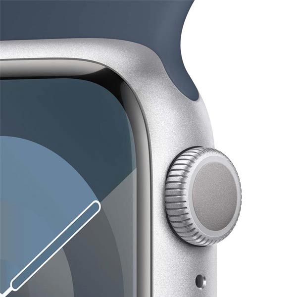 Apple Watch Series 9 GPS 41mm Silver Aluminium Case Storm Kék Sport szíjjal - M/L