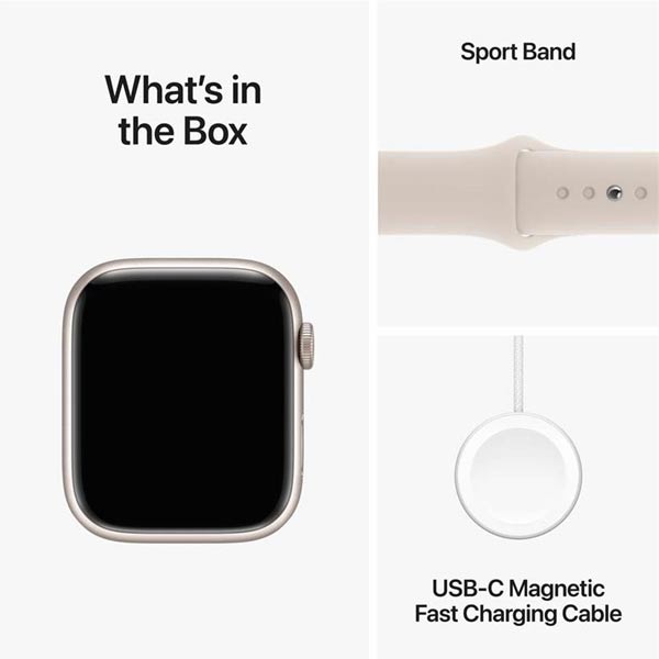 Apple Watch Series 9 GPS 41mm Starlight Aluminium Case Starlight Sport szíjjal - M/L