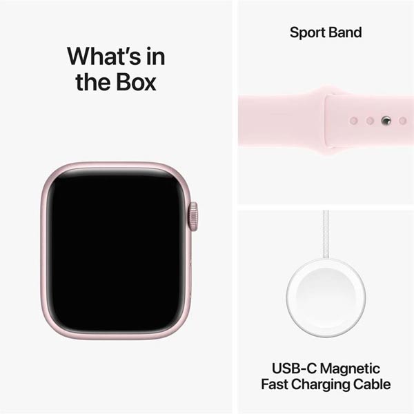 Apple Watch Series 9 GPS 45mm rózsaszín Aluminium Case Light rózsaszín Sport szíjjal - S/M