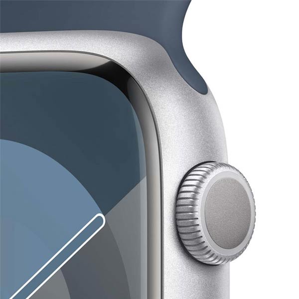 Apple Watch Series 9 GPS 45mm Silver Aluminium Case Storm Kék Sport szíjjal - M/L