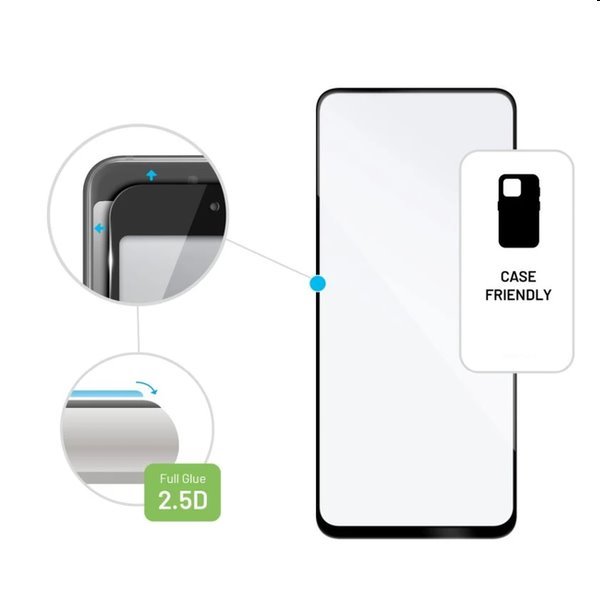 FIXED Full-Cover védőüveg Motorola Moto G72 számára, fekete