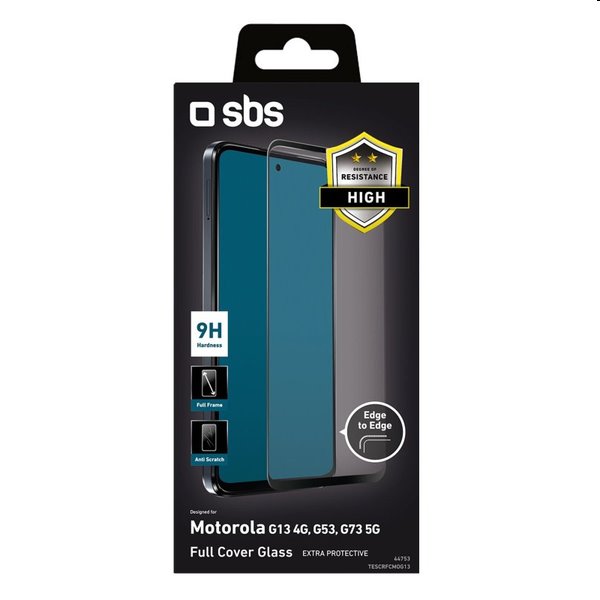 SBS Full Cover edzett üveg Motorola Moto G13/G53/G73 5G számára, fekete