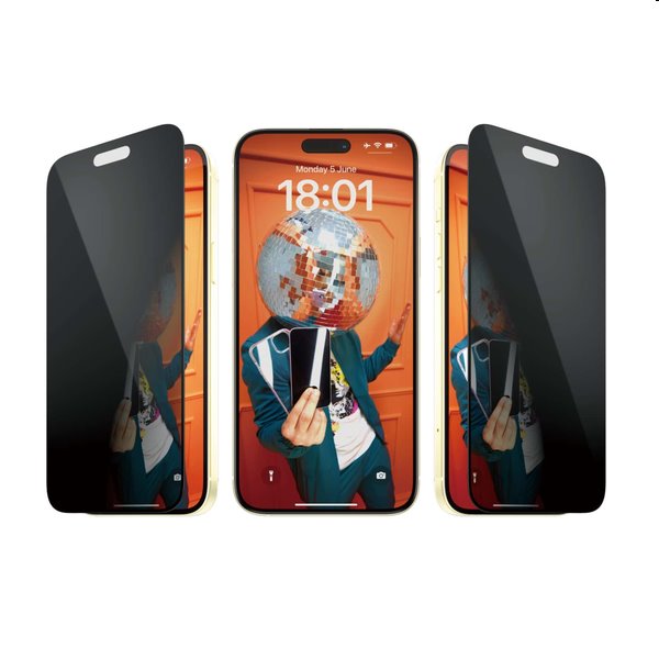 PanzerGlass UWF Privacy védőüveg applikátorral Apple iPhone 15 Plus számára, fekete