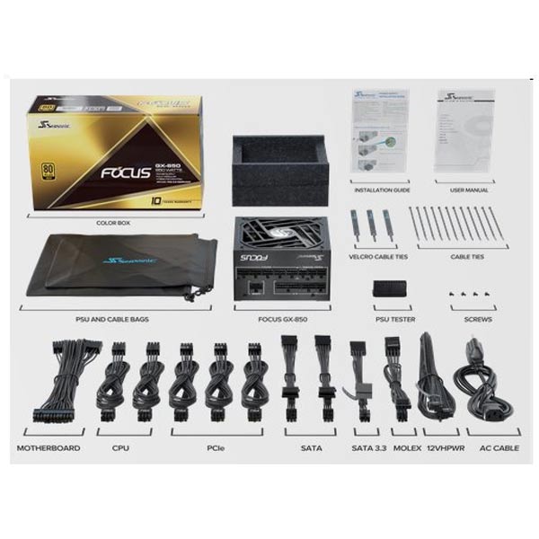 Seasonic FOCUS GX GOLD 850 W ATX 3.0, PCIe 5.0, modular Seasonic FOCUS GX GOLD 850 W ATX 3.0, PCIe 5.0, modular
