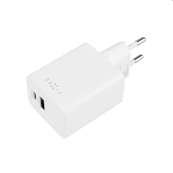 FIXED Mini Hálózati töltő USB-C/USB, 45W, fehér