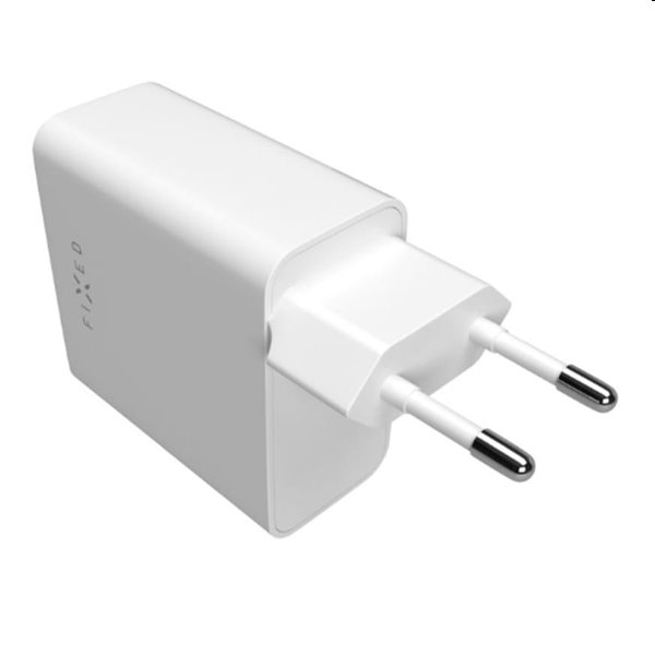 FIXED Hálózati töltő 2x USB-C, PD, 65W, fehér