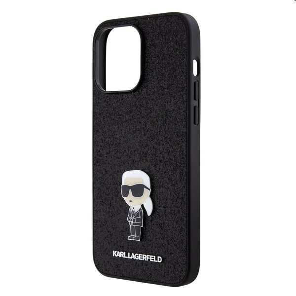 Karl Lagerfeld Fixed Glitter Metal Ikonik Apple iPhone 15 Pro Max számára, fekete